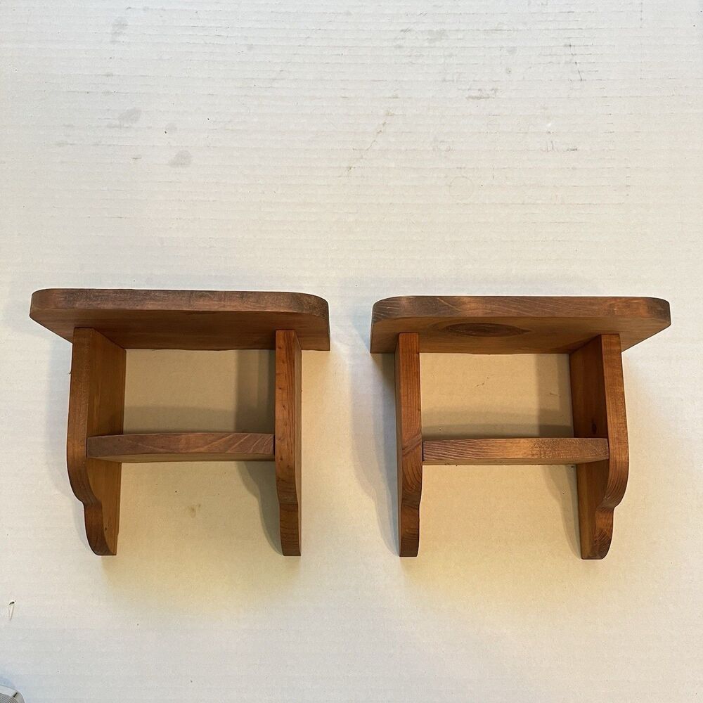 Pair of Vintage Wood Shelves Country Cottagecore small Granny 7.5x6.5
